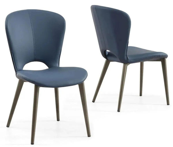 Rialto Blue Leather Dining Chair - Black Legs