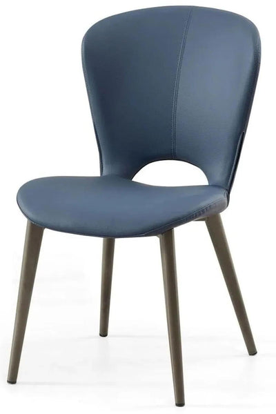 Rialto Blue Leather Dining Chair - Black Legs