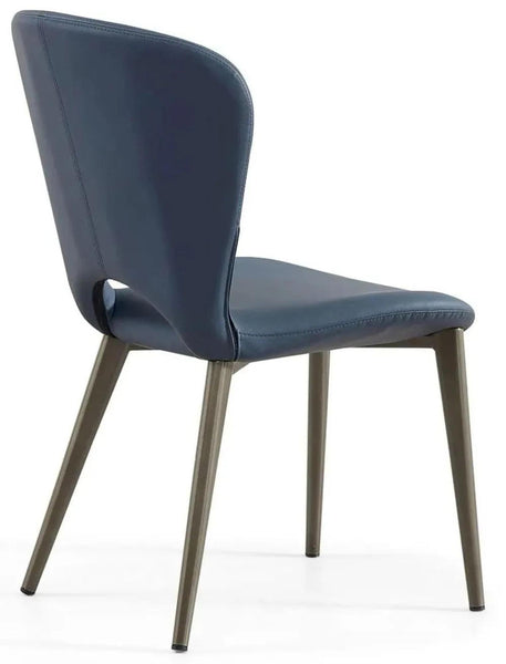 Rialto Blue Leather Dining Chair - Black Legs