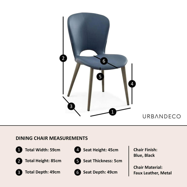 Rialto Blue Leather Dining Chair - Black Legs