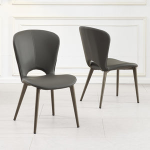 Rialto Dark Grey Leather Dining Chair - Black Legs