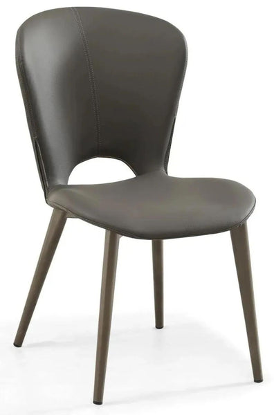 Rialto Dark Grey Leather Dining Chair - Black Legs