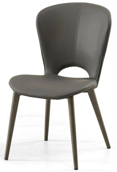 Rialto Dark Grey Leather Dining Chair - Black Legs