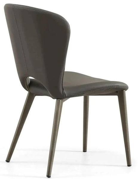 Rialto Dark Grey Leather Dining Chair - Black Legs