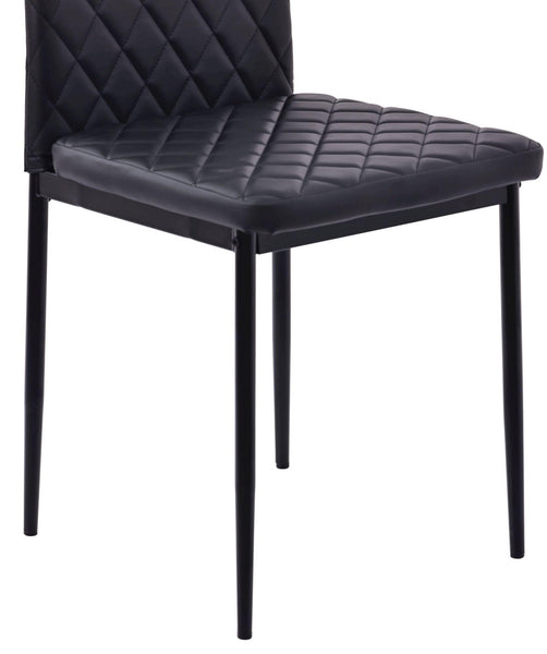 Salvo Dining Chairs in Black Colour Leather and Black Metal Legs