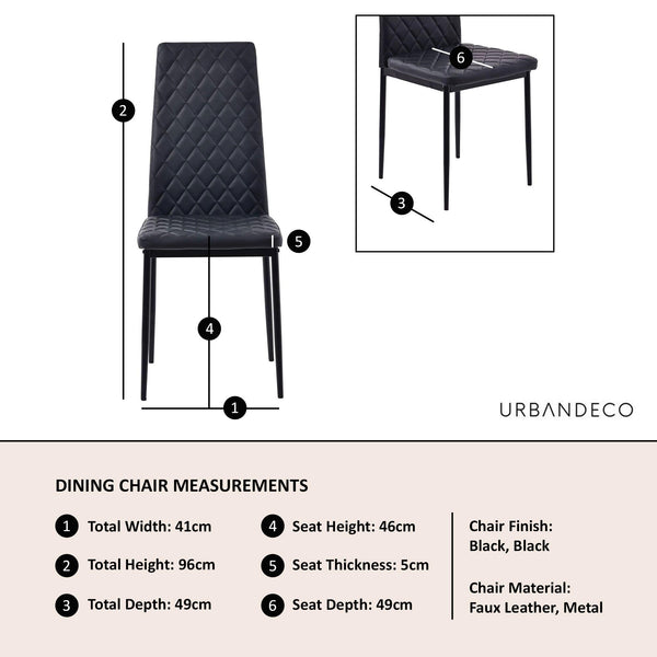 Salvo Dining Chairs in Black Colour Leather and Black Metal Legs