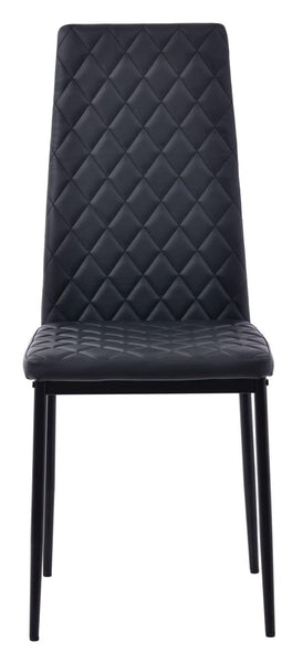 Salvo Dining Chairs in Black Colour Leather and Black Metal Legs