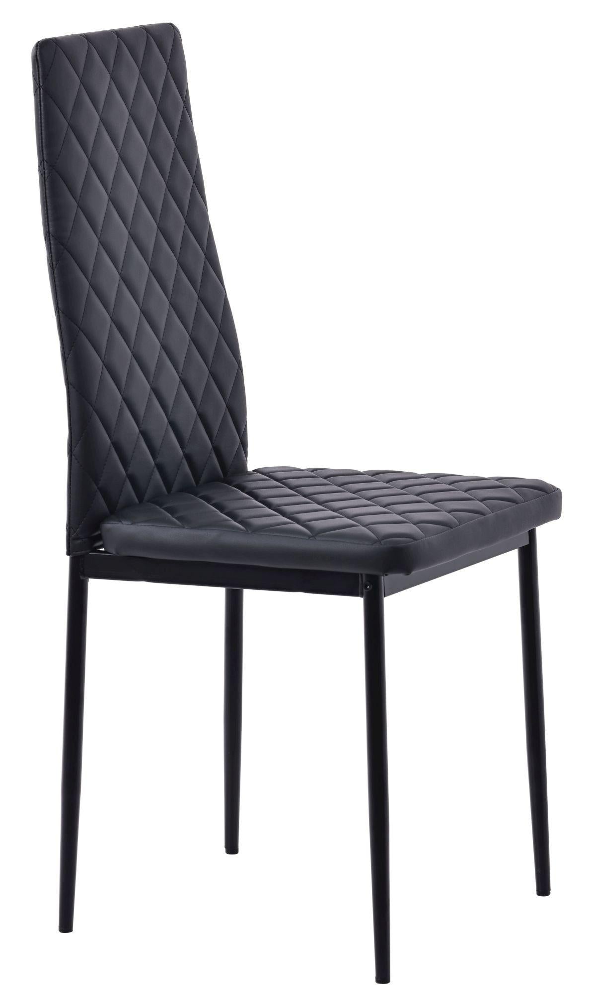 Salvo Dining Chairs in Black Colour Leather and Black Metal Legs