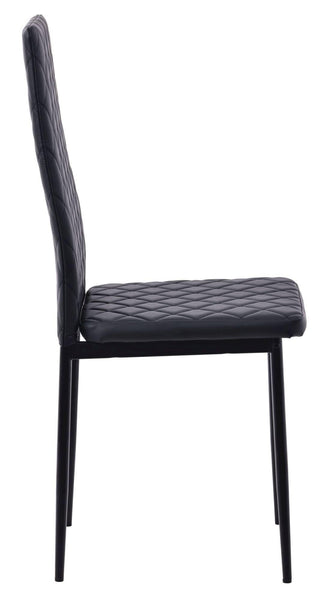 Salvo Dining Chairs in Black Colour Leather and Black Metal Legs