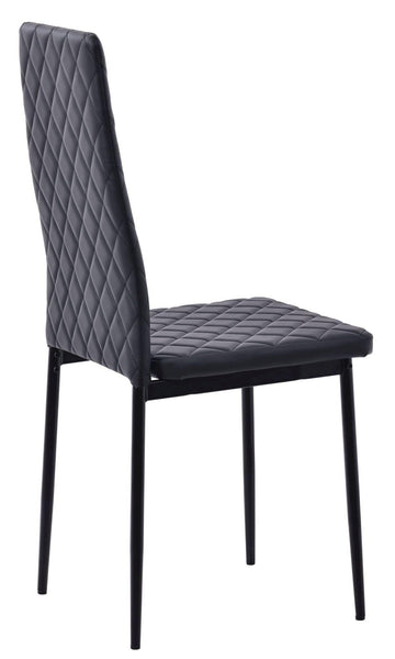 Salvo Dining Chairs in Black Colour Leather and Black Metal Legs