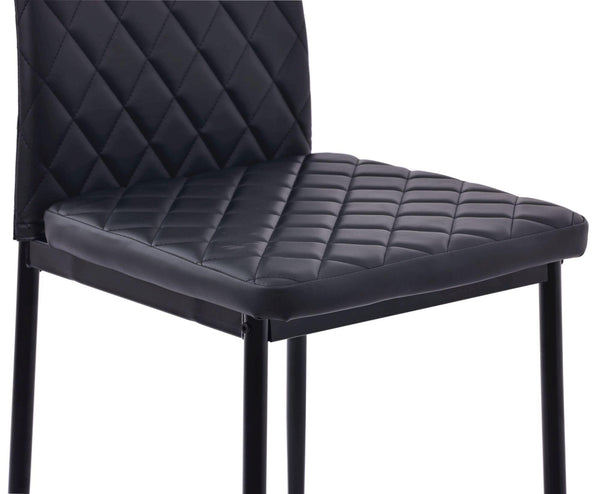 Salvo Dining Chairs in Black Colour Leather and Black Metal Legs