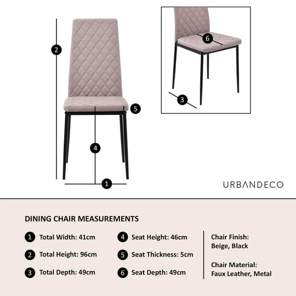 Salvo Dining Chairs in Beige Colour Leather and Black Metal Legs