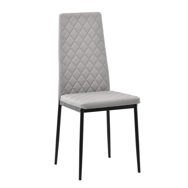 Salvo Dining Chairs in Beige Colour Leather and Black Metal Legs