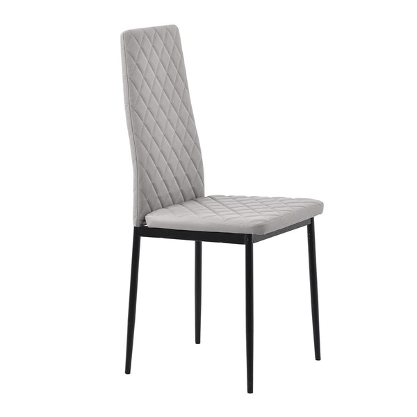 Salvo Dining Chairs in Beige Colour Leather and Black Metal Legs