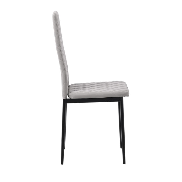 Salvo Dining Chairs in Beige Colour Leather and Black Metal Legs