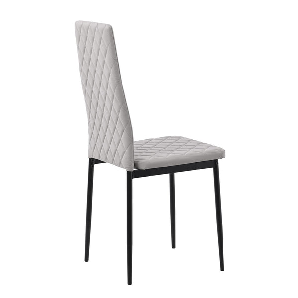 Salvo Dining Chairs in Beige Colour Leather and Black Metal Legs