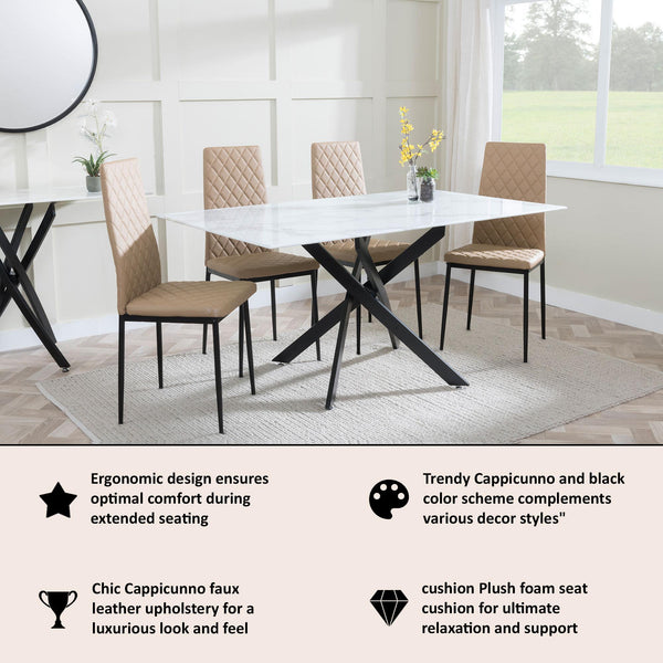 Salvo Dining Chairs in Cappuccino Colour Leather and Black Metal Legs