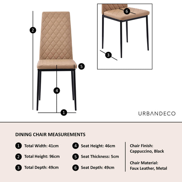 Salvo Dining Chairs in Cappuccino Colour Leather and Black Metal Legs