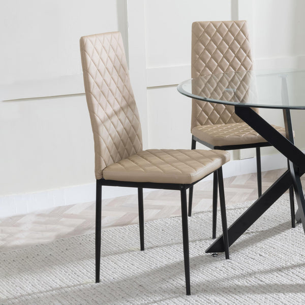 Salvo Dining Chairs in Cappuccino Colour Leather and Black Metal Legs
