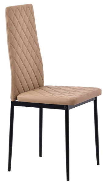 Salvo Dining Chairs in Cappuccino Colour Leather and Black Metal Legs