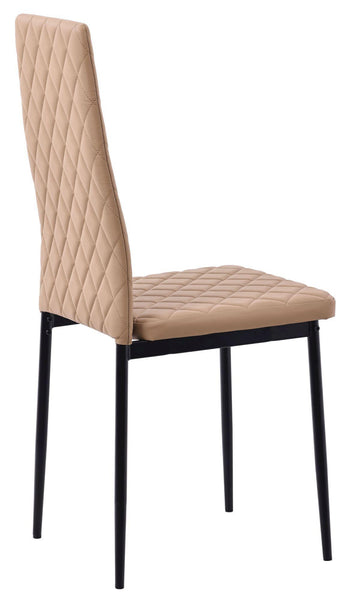 Salvo Dining Chairs in Cappuccino Colour Leather and Black Metal Legs