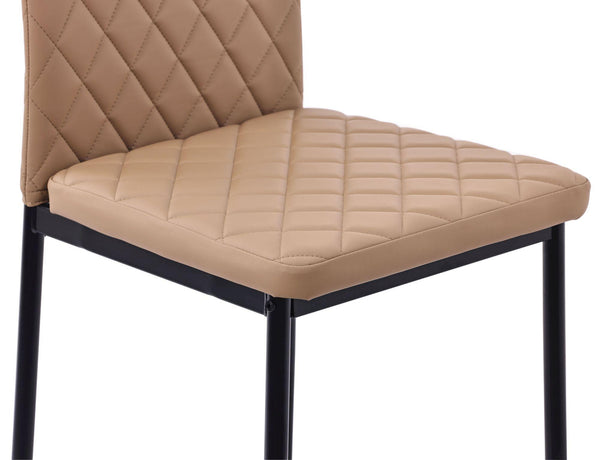 Salvo Dining Chairs in Cappuccino Colour Leather and Black Metal Legs