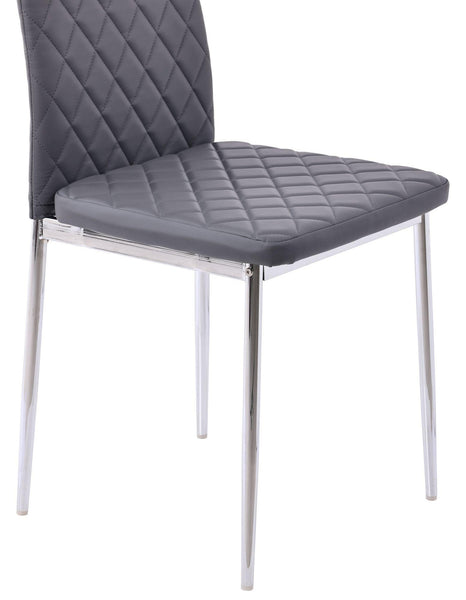 Salvo Dining Chairs in Grey Colour Leather and Chrome Metal Legs