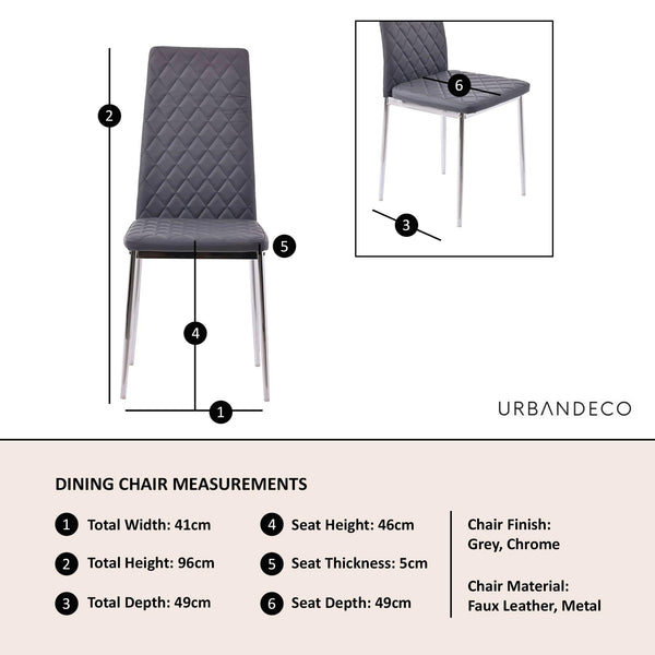 Salvo Dining Chairs in Grey Colour Leather and Chrome Metal Legs
