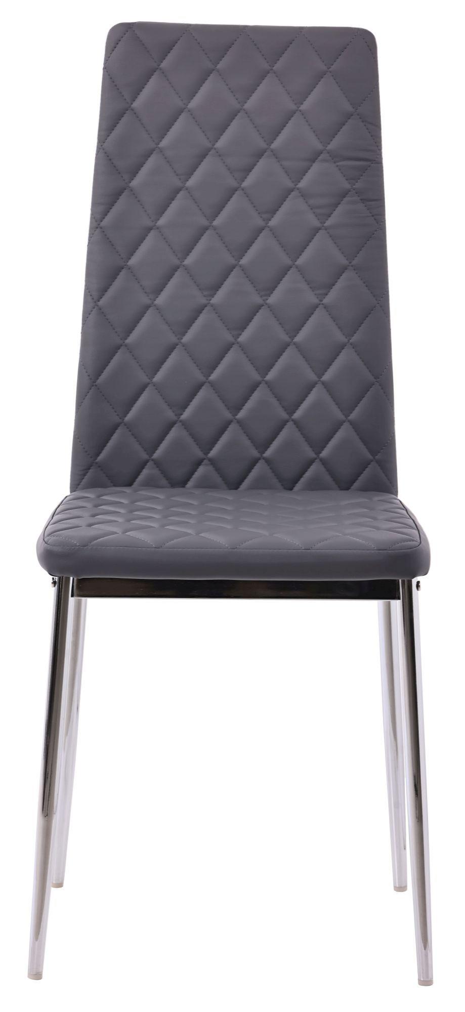 Salvo Dining Chairs in Grey Colour Leather and Chrome Metal Legs