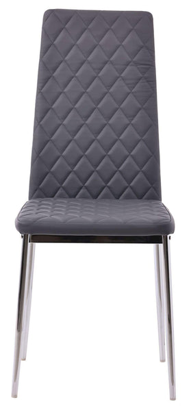 Salvo Dining Chairs in Grey Colour Leather and Chrome Metal Legs