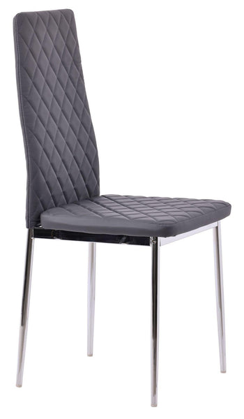 Salvo Dining Chairs in Grey Colour Leather and Chrome Metal Legs