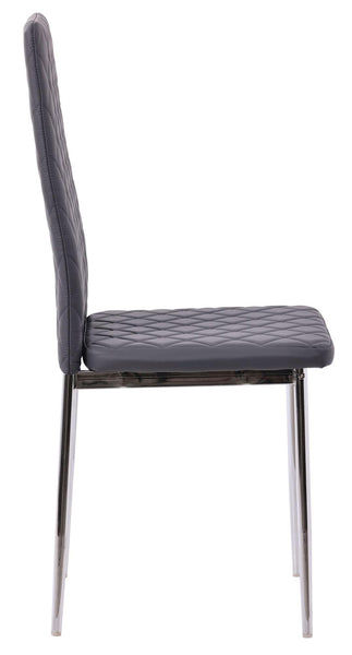 Salvo Dining Chairs in Grey Colour Leather and Chrome Metal Legs