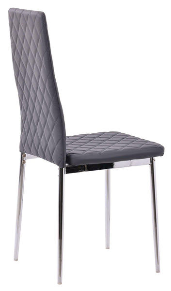 Salvo Dining Chairs in Grey Colour Leather and Chrome Metal Legs