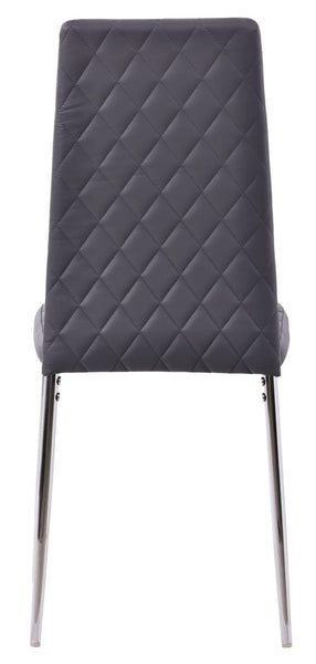 Salvo Dining Chairs in Grey Colour Leather and Chrome Metal Legs