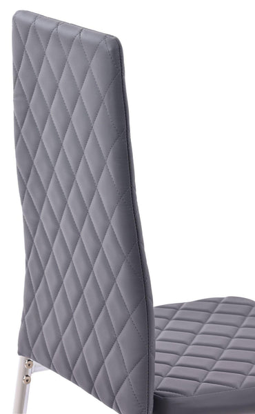 Salvo Dining Chairs in Grey Colour Leather and Chrome Metal Legs