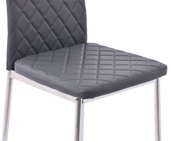 Salvo Dining Chairs in Grey Colour Leather and Chrome Metal Legs
