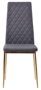 Salvo Dining Chairs in Grey Colour Leather and Gold Metal Legs