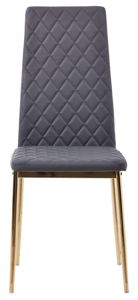 Salvo Dining Chairs in Grey Colour Leather and Gold Metal Legs