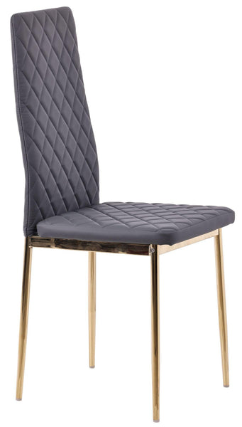 Salvo Dining Chairs in Grey Colour Leather and Gold Metal Legs