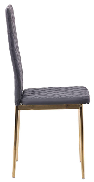 Salvo Dining Chairs in Grey Colour Leather and Gold Metal Legs