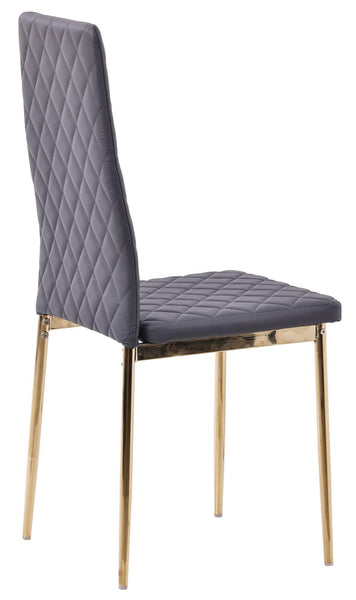 Salvo Dining Chairs in Grey Colour Leather and Gold Metal Legs