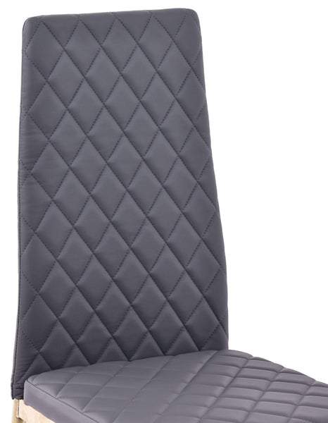 Salvo Dining Chairs in Grey Colour Leather and Gold Metal Legs