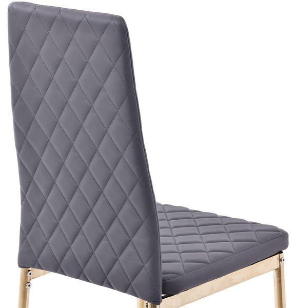 Salvo Dining Chairs in Grey Colour Leather and Gold Metal Legs