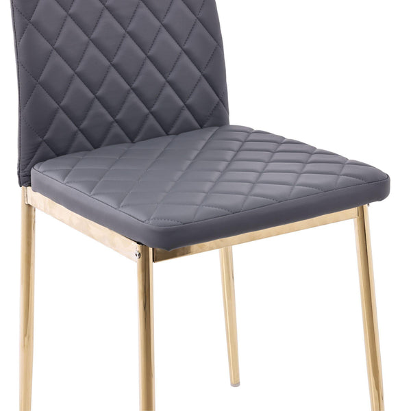 Salvo Dining Chairs in Grey Colour Leather and Gold Metal Legs