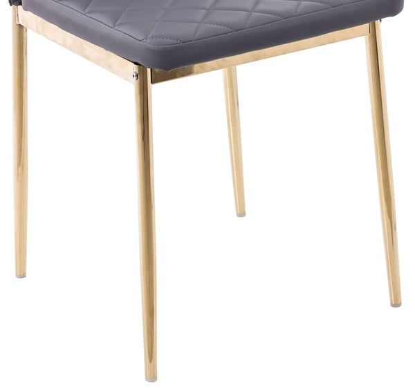 Salvo Dining Chairs in Grey Colour Leather and Gold Metal Legs