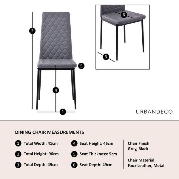 Salvo Dining Chairs in Grey Colour Leather and Black Metal Legs