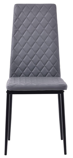 Salvo Dining Chairs in Grey Colour Leather and Black Metal Legs