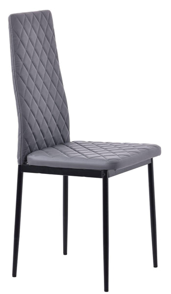 Salvo Dining Chairs in Grey Colour Leather and Black Metal Legs