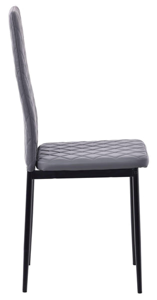 Salvo Dining Chairs in Grey Colour Leather and Black Metal Legs