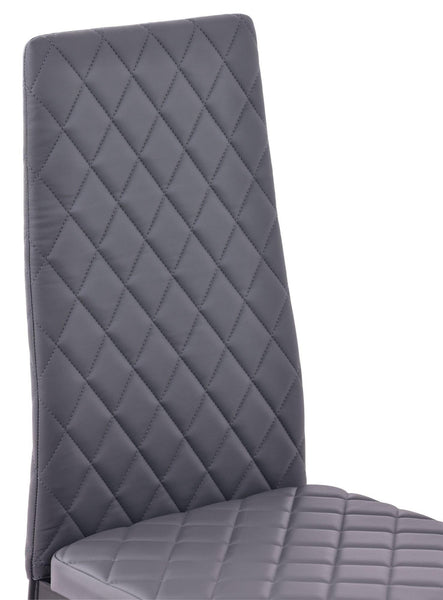 Salvo Dining Chairs in Grey Colour Leather and Black Metal Legs